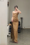 OUDE WAAG Core Velvet Strap Dress OW-23SS-DS10 Ginger